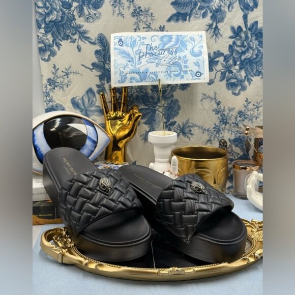 🆕 KURT GEIGER LONDON 🧿 NWOB Meena Eagle Platform Slides Sz EU 40 US 9 - Picture 2 of 15